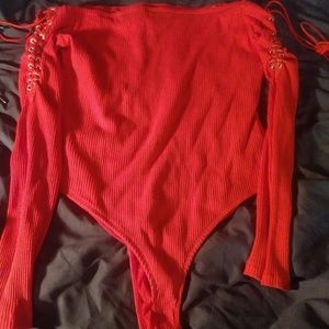 Red long sleeve body suit